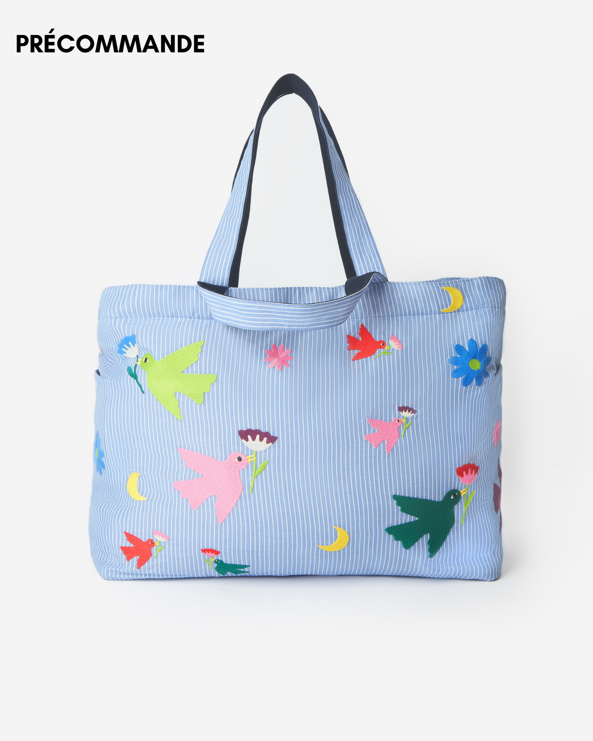 SAC À LANGER - COTON BRODÉ MULTICOLORE OISEAUX - PRÉCOMMANDE